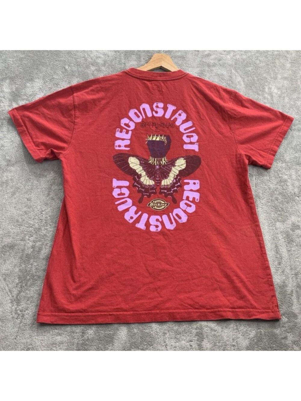Brain Dead x Dickies Shirt Mens Large Short Sleeve Red Pocket Tee Reconstruct